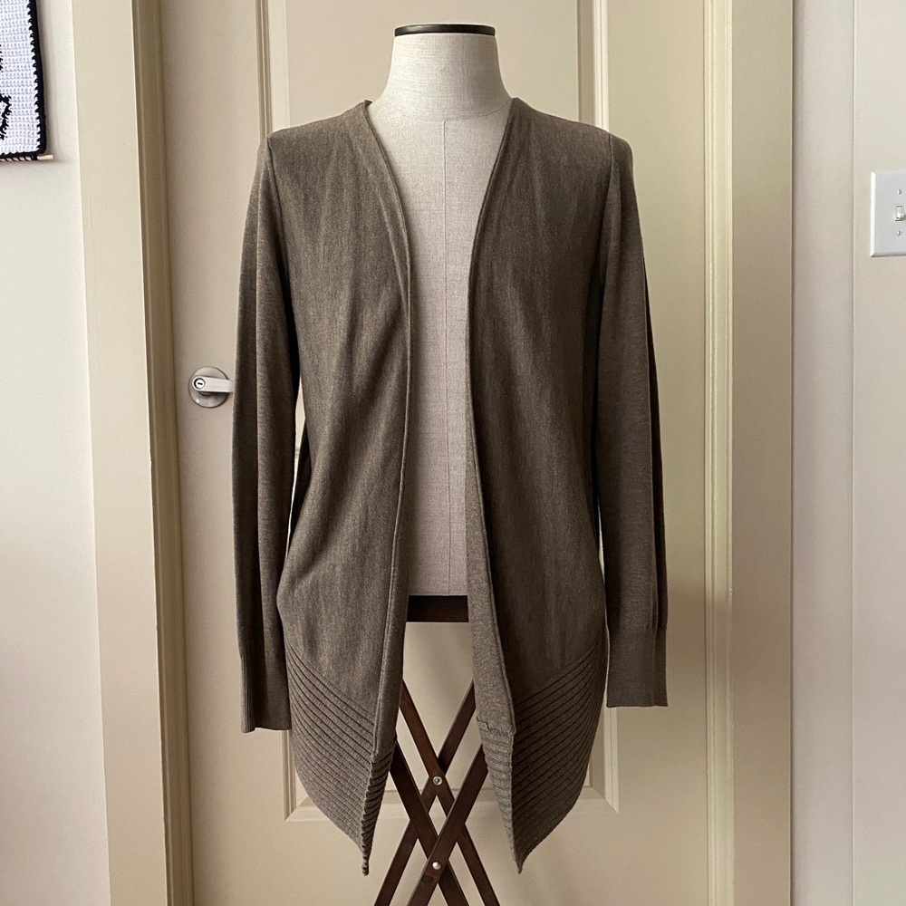 LOFT Cozy Open Cardigan Sweater in Tan
